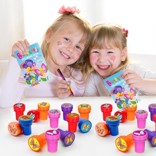 Cinrobiye 24 Pcs Butterfly Stampers Party Favor Set, Cute Butterfly Stamps for Kids Birthday Party, Classroom Rewards, Carnival Prizes, Goody Bag Fillers,Themed Party Supplies - Image 6