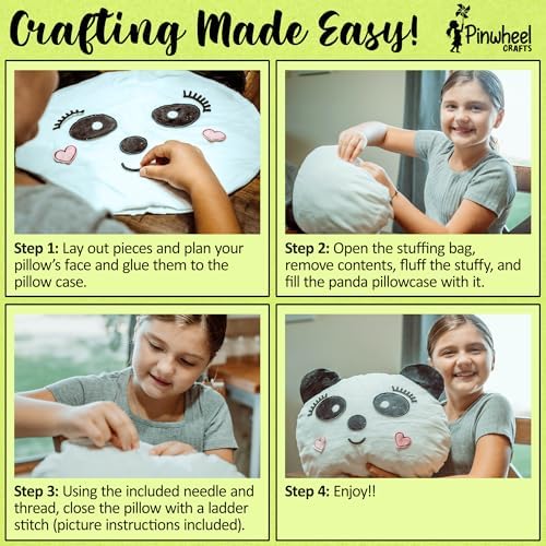 Pinwheel Crafts Beginner Sewing Kit for Kids 8-12 with DIY Panda Pillow - Image 2