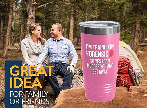 Forensic Pink Edition Ringneck Tumbler 20oz - Trained In Forensic - Forensics Anthropologist Pathologist DNA Analysts Forensic Scientist Professor Gift - Image 2
