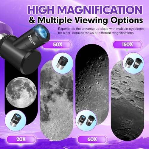 Dianfan Telescope for Kids & Adults, 80mm 500mm Portable Refractor, Purple - Image 6