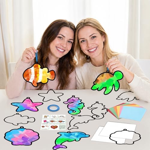 Qyeahkj 36Set Sea Animals Suncatchers Crafts Kit for Kids - Image 5