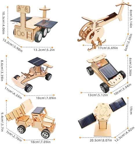 6-in-1 Solar STEM Wooden Building Kit for Kids Ages 6-14 - Image 3