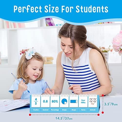 Fraction Flip Chart, 161 Double Sided Cards Freestanding Flip Chat with Fraction/Decimal/Percentage/Shape/Name/Animals, All Fractions from 1-10, Educational Math Learning Tool for School Supplies - Image 3