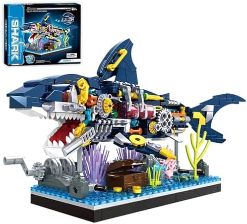 Mechanical Shark Building Blocks Set, Rotatable Shark Toys, 499 PCS by Unknown