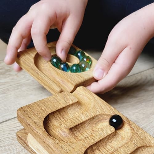 Marble Run Race Track Wooden Maze Board Ball Run Marble Course Gift for Kids Winding Track Roller (Waterfall) - Image 5