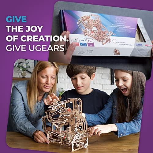 UGEARS Marble Run Stepped Hoist, Model Kit, 3D Puzzle, Fun DIY Model Kit Crafts for Adults - Unique Gift 3D Puzzle for Adult Marble Game for Hobby Enthusiasts - 355 Pcs - Image 4