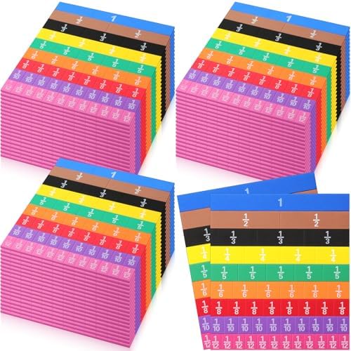 Sayglossy 48 Sets Fraction Tiles Set for Math Classroom Fractions Manipulatives Math Learning Manipulatives for Home School Supplies by Sayglossy