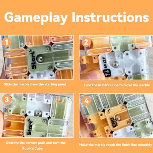 3D Maze Cube Ball Labyrinth Puzzle Brain Teaser for Adults & Kids, Educational Learning Toys Logical Thinking, Family Board Games Tabletop, Durable Puzzle Cube Easter Basket Stuffers Birthday Gift - Image 3