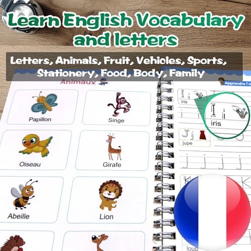 Magic Grooved Writing Practice for Kids - French, Small, 4 PCS | 4 French handwriting practice books, Français Grooved workbooks, Disappearing refills, Reusable trace trek copybooks for kids - Image 2