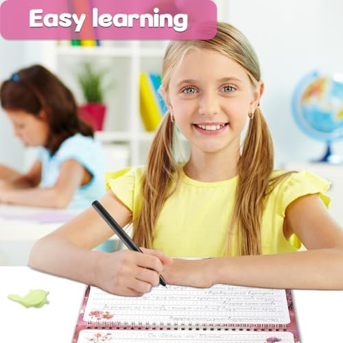 chiazllta Grooved Cursive Handwriting Workbook with Disappearing Ink Pens Magic Reusable Grooved Cursive Writing Practice for Beginners Kids Kickoff Workbook Homeschooling Supplies (Inspiring Quotes) - Image 5