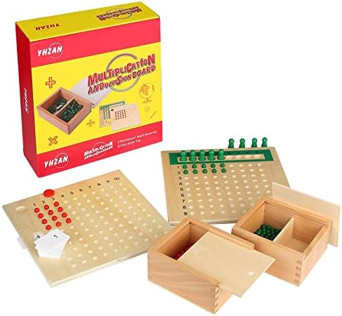 YHZAN Montessori Math Board Learning Multiplication & Division STEM Wooden Educational Toy Manipulative for Homeschooling Classroom Activity by YHZAN
