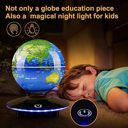 Yegvea Magnetic Levitation Globe, Levitating Globe Lamp World Map Floating & Spinning in the Air for Educational Piece for Kids (blue, 6 inch) - Image 7