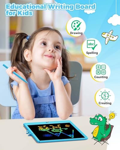 KOKODI 10 Inch LCD Writing Tablet with Anti-Lost Stylus, Erasable Doodle Board Colorful Toddler Drawing Pad, Car Travel School Games Toys for 3 4 5 6 7 8 Kids, Birthday Gift for Girls Boys Adults Blue - Image 2