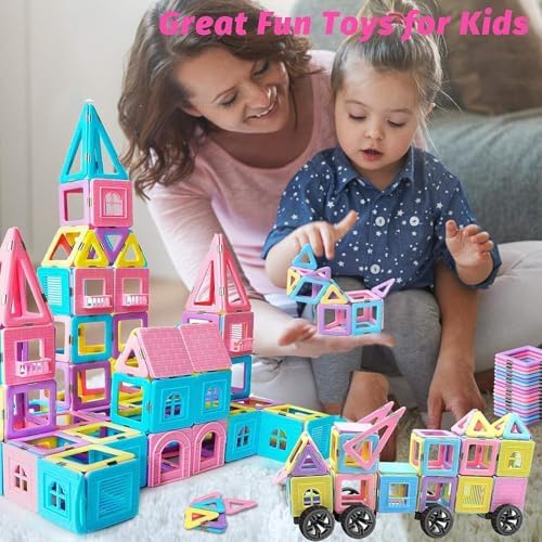 Tolnetr 124PCS Magnetic Tiles Toys for 3 4 5 6 7 8+Year Old Boys Girls - Image 4