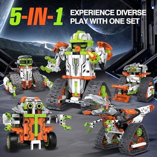 anysun 5 in 1 STEM Robot Building Kit, Dinosaur Building Toys for Kids Age 8-12, Remote & APP Controlled, Educational Robotics Science Toy for Boys Girls Christmas and Birthday - 539pcs - Image 2
