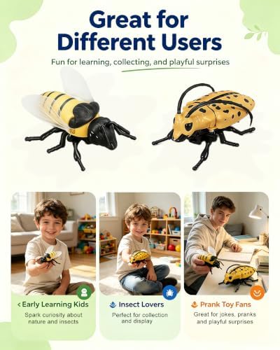 2-Pack Wind-Up Beetle Toy, Movable Head & Tail Bug(Bees+longhorn beetles) - Image 4