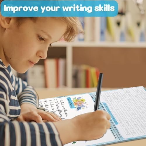 gisgfim Grooved Cursive Handwriting Workbook Magic Reusable Grooved Cursive Handwriting Practice Guided Tracing with Disappearing Ink Pens for Beginners Kids Learning Activities Supplies (Reading) - Image 6