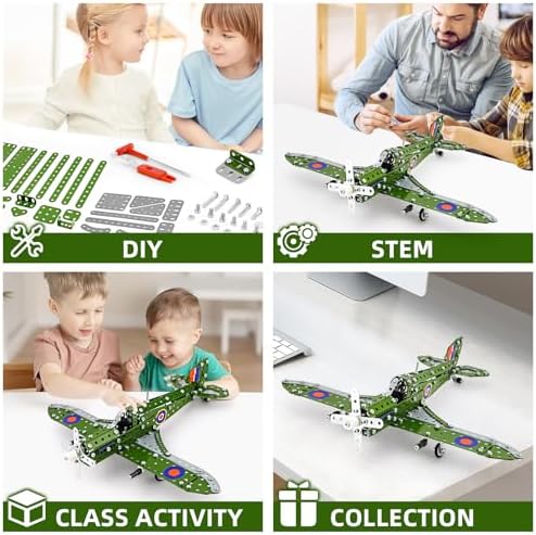 BESTYMXY Model Airplane, Assembly Building Set 1:32 Scale Airplane Model Metal Toys, STEM Projects for Kids Ages 8-12, DIY Education Airplane Metal Model Kits - Image 5