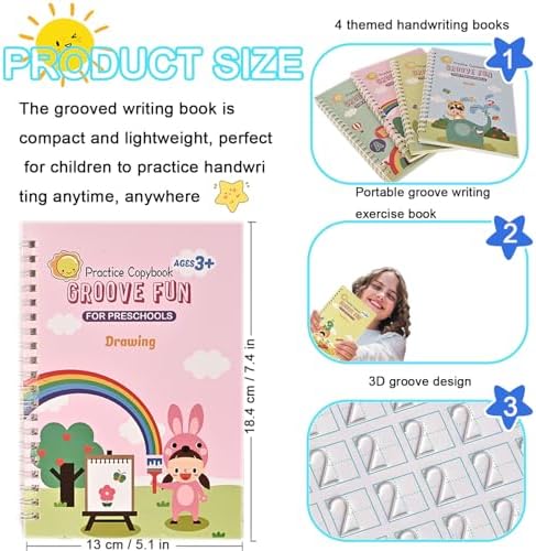 Magic Grooved Practice Copybook, Reusable Letter Tracing Books - Image 2