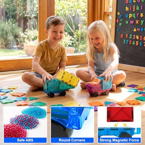 Bmag 2PCS Magnetic Car Set,Construction Vehicle Building Tiles,Magnet Toys Compatible with Magnetic Tiles,STEM Educational Toys for Boys and Girls - Image 6