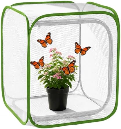 Insect & Butterfly Habitat Cage, Portable Pop-Up Terrarium with Mesh Sides, Bug Catching & Observation Enclosure for Caterpillars, Small Insects, Outdoor & Classroom Use, 12.0 Inches Tall by Washlion