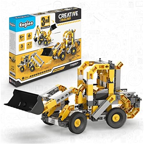 Engino: Creative Builder - 3-in-1 Wheeled Loader - Multimodel Vehicle Brick Set, Machinery Series, Snap Assembly, Engineer Construction, STEM, Kids 6+ by Engino