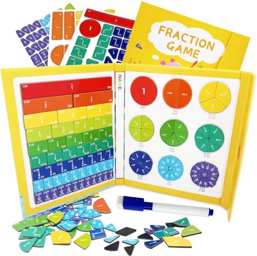 Magnetic Fraction Educational Puzzle for Kids, New Magnetic Fraction Tiles & Fraction Circles, Math Manipulatives for Elementary School Early Math Skills by CABVIP