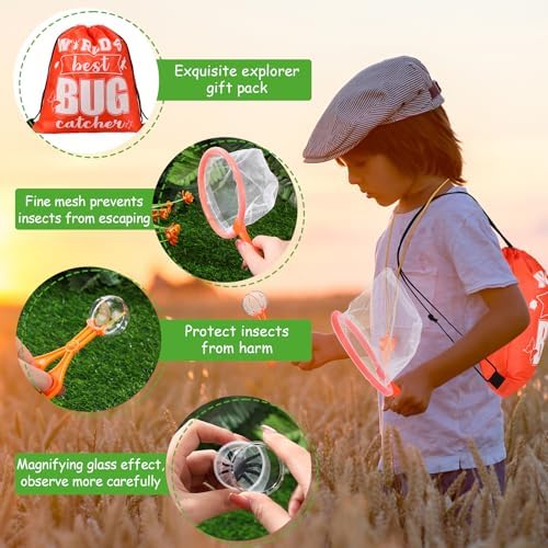 Silipull 48 Pcs Bug Catching Kit for Kid Bulk, Outdoor Explorer Kit, Orange - Image 3