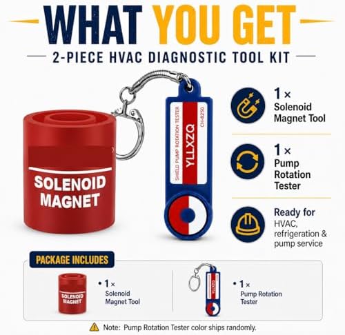 2-in-1 HVAC Diagnostic Tool Kit, 18mm Solenoid Magnet Tool & Pump Rotation Tester, Solenoid Valve Troubleshooting Magnet, AC Magnetic Field Detector, Rotation Checker for Valves(Red) - Image 6