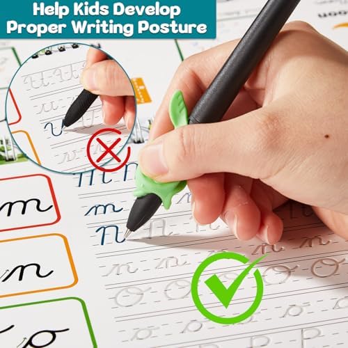 gisgfim 8 Pack Grooved Cursive Handwriting Workbook Learning Grooved Cursive Reusable Handwriting Practice kit with Disappearing Ink Pens Magic Copybooks Set for Kids Beginners Kickoff Student - Image 3