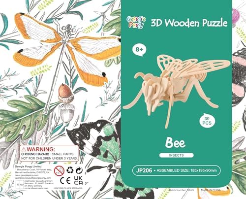Georgie Porgy 3D Wooden Puzzles for Kids Toys Construction Woodcraft Kits DIY Model Puzzle Kits Birthday Gifts Pack of 3 (Bee Shark Sea Turtle) - Image 5