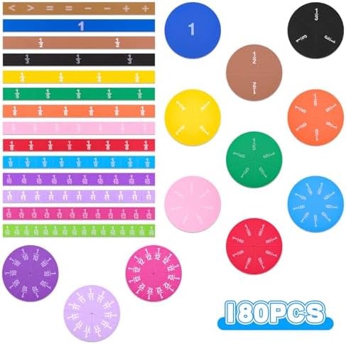 Meetory 180pcs Magnetic Fraction Tiles Circles, Rainbow Math Manipulatives Set for Preschool Elementary School Teacher, Prefect Classroom Learning Tools, Homeschool Supplies by Meetory