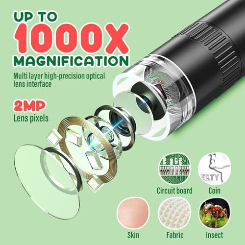 IMICHI Microscope for Kids 50X-1000X Magnification- 2 inch IPS HD Screen, 32GB storage Card, 1080P Video, 2-Hour Battery Life, Easy Carry, Slides Included - Perfect Science Kit Gift for Kids Ages 8-12 - Image 3