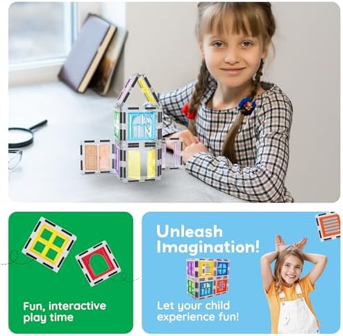 PicassoTiles Window and Door Clip On Magnetic Blocks Magnet Tiles Magnets Building Tile Construction Toy Set STEM Education Toys Learning Kit Stacking Block Playset Boys & Girls Age 3+ PT30 - Image 5
