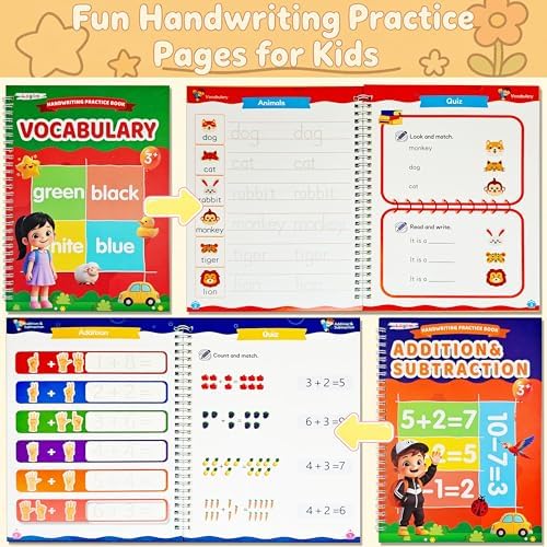 7 Magic Grooved Writing Books, Large Reusable 3D Grooved Writing Practice - Image 3
