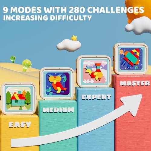 Wooden Magnetic Pattern Blocks Set with Cards, 288 PCS Montessori Tangram Puzzle Learning Toys for Toddlers 4-8, Educational STEM Gift for Kids Boys Girls 4 5 6 7 8 - Image 2