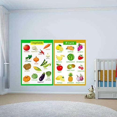 SANTSUN Set of Educational Preschool Poster for Toddlers and Kids|Great for Nursery Homeschool Kind Classroom decorations|School Wall Decor- Fruits,Vegetables（2 Pcs） (17x24in) by SANTSUN