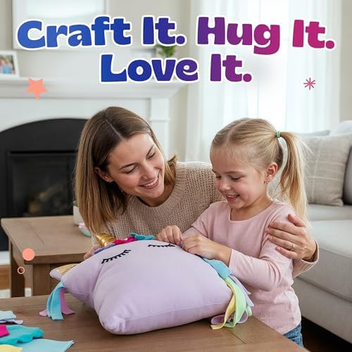 Pinwheel Crafts No Sew Unicorn Pillow Kit for Girls Ages 4-8, Purple - Image 3