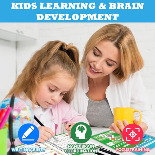 Magic Grooved Writing Practice Book for Kids Ages 3–8, 6 Reusable Handwriting Practice Books with 6 Pens, 12 Refills, 3 Soft Grips, Preschool Learning Activities Gifts for Boys and Girls - Image 7