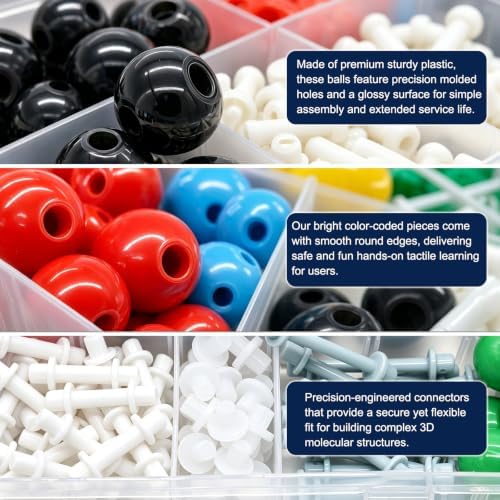 144PCS Organic Chemistry Molecular Model Kit, Molecular Model Set for Inorganic and Organic Chemistry,Including 68 Atoms & 75 Links & 1 Link Remover Tool for Student and Teacher - Image 4