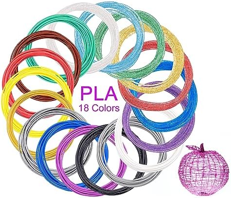 Kretrum 18 Colors 3D Pen Filament Refills Compatible with SCRIB3D MYNT3D PIKA3D 3D Pen for Kids Per Color 10Feet 1.75mm PLA 3D Printing Pen Filament Refills, NOT FIT 3Doodler Start Pen by Kretrum