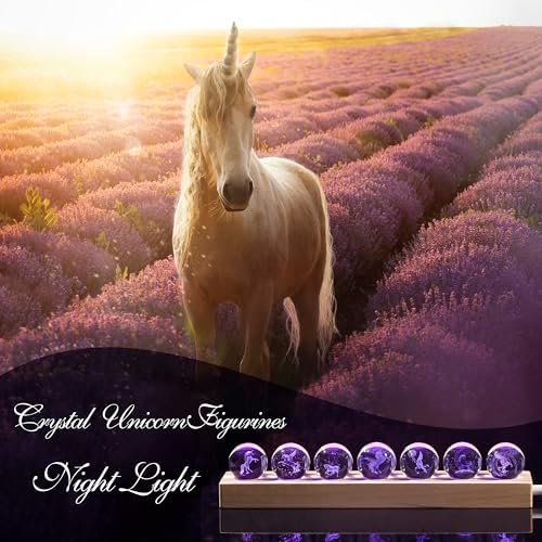 Qianwei 3D Crystal Ball Unicorn Gifts for Women Men - 7pcs Unicorn Decor Glass Figurines Statue Stuff for Room Decorations Birthday for Lovers Keepsake Paperweight - Image 3