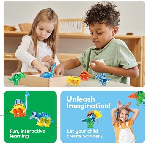 PicassoTiles 28 Piece Dinosaur Accessory Set, Magnetic Dino Tiles Ages 3+ - Image 5