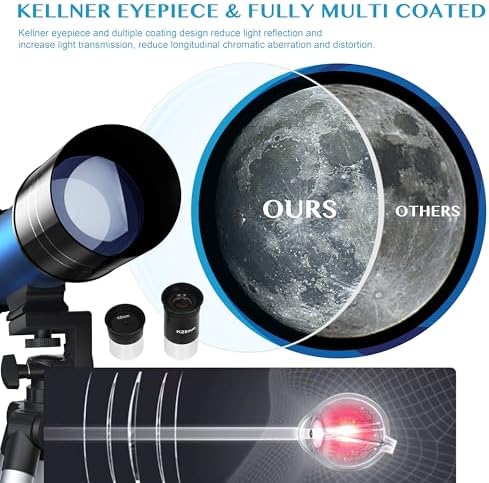 AOMEKIE 40070 Astronomy Telescopes for Beginners and Adults with K6 and K25 Eyepieces 70mm Travel Telescope Adjustable Tripod Phone Adapter - Image 3