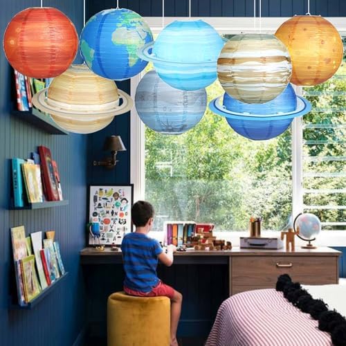 Planet Paper Lanterns, Planet Lanterns, 25 Pcs Paper Lanterns Party Decorations, Space Paper Lanterns for Kids Space Theme Party, Birthday Room Decorations - Image 7