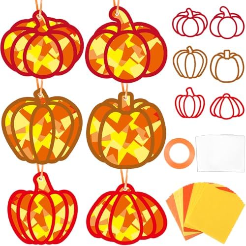 Qyeahkj 36 Set Fall Pumpkin Suncatchers Crafts Kit for Kids by Qyeahkj