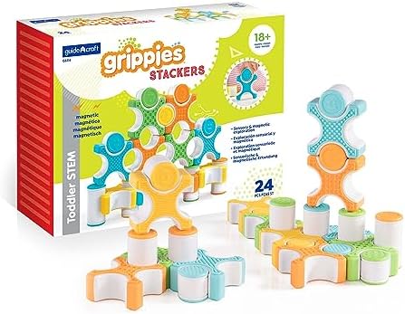 Guidecraft Grippies Stackers - 24 Piece Set, Stem Soft Grip Magnetic Building Toy for Toddlers by Unknown