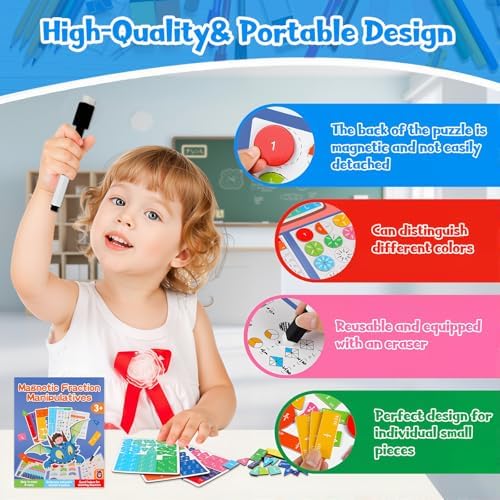 Magnetic Fraction Book Tiles Circles Manipulatives Toy for Kids - Image 3
