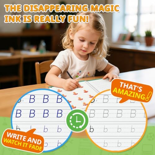 Magic Grooved Writing Practice for Kids Ages 3-8, 7 Reusable Large Books - Image 2