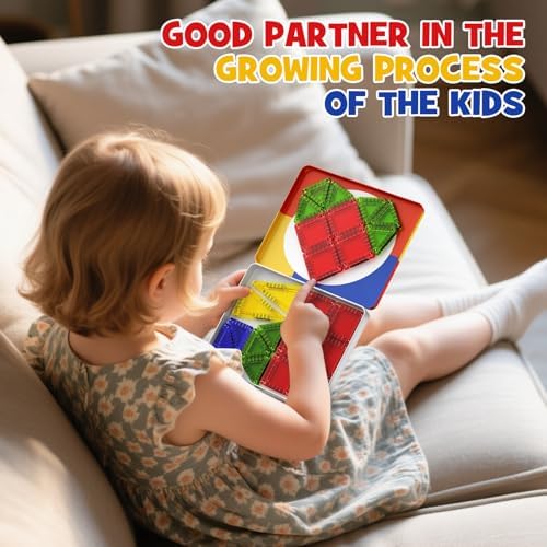 WMXDU Mini Magnetic Tiles with Iron Case, Kid's Travel Essential - Image 6